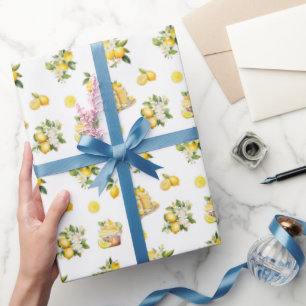 Papier Cadeau Motif de citron d'été méditerranéen