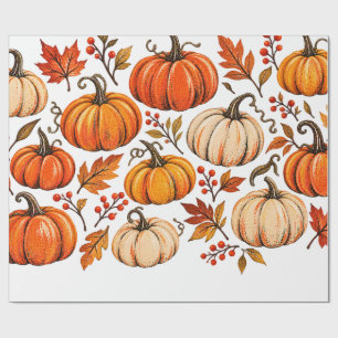 Papier Cadeau Motif de citrouille 