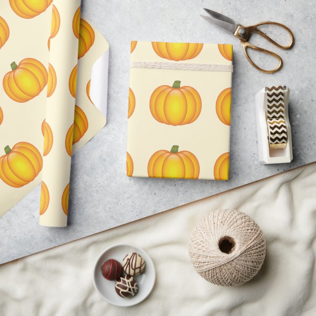 Papier Cadeau Motif de citrouille de automne orange (Artisanat)