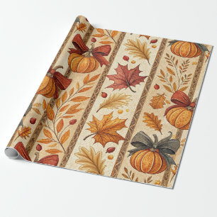 Papier Cadeau Motif de citrouille de ferme à toit de chaume d'au