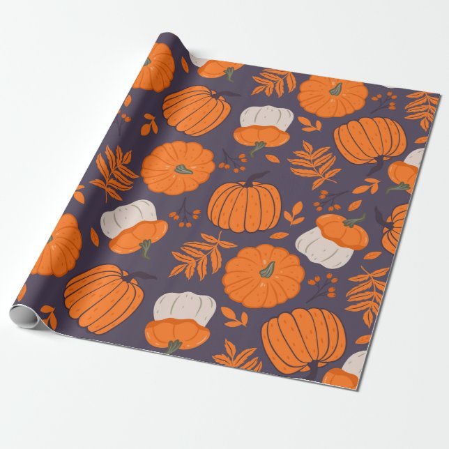 Papier Cadeau Motif de citrouilles d'Halloween (Déroulé)