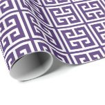 Papier Cadeau Motif de clé grecque violet<br><div class="desc">Clé grecque élégante et chic ou motif méandre.</div>