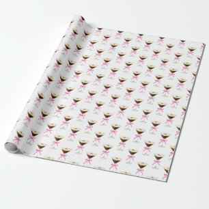 Papier Cadeau Motif de cocktail Espresso Martini Rose Bow