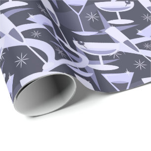 Papier Cadeau Motif de cocktail Martini Rétro des années 50 Atom