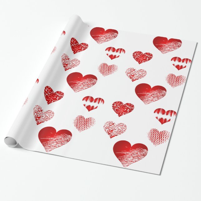 Papier Cadeau Motif de coeur (Déroulé)