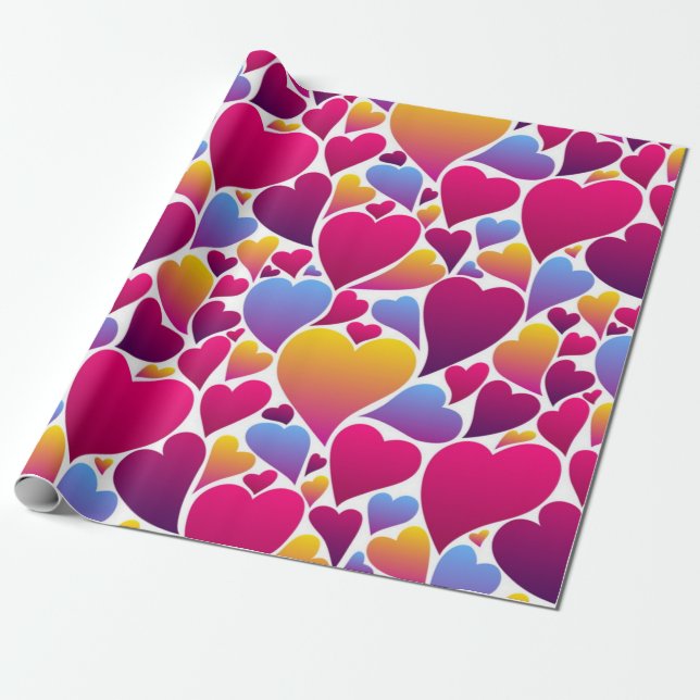 Papier Cadeau Motif de coeur (Déroulé)