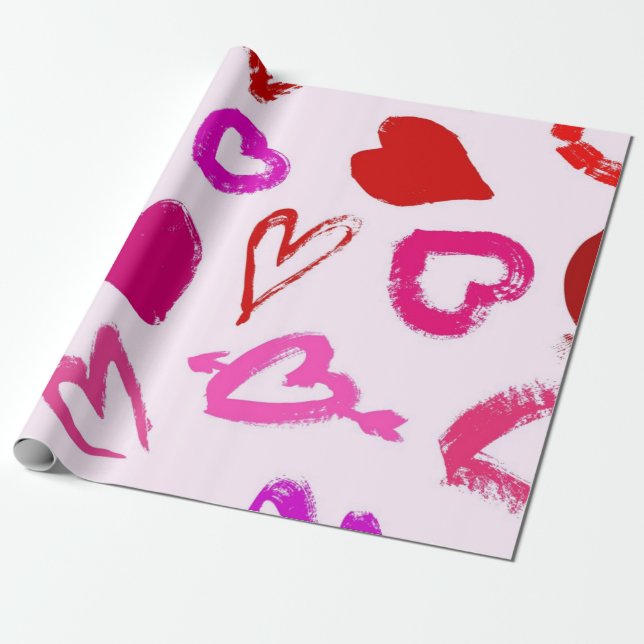 Papier Cadeau Motif de coeur (Déroulé)