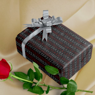Papier Cadeau Motif de coeur élégant rouge blanc une ligne