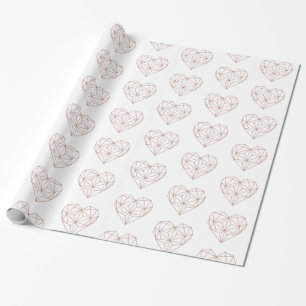 Papier Cadeau Motif de coeur géométrique Rose tendance Gold Foil