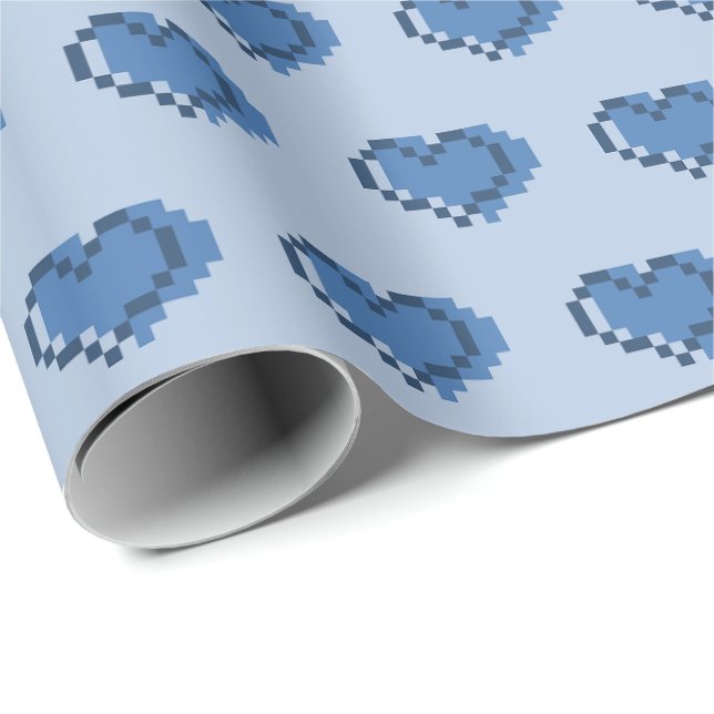 Papier Cadeau Motif de cœur pixel minimal (Coin rond)