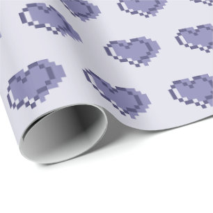 Papier Cadeau Motif de cœur pixel minimal