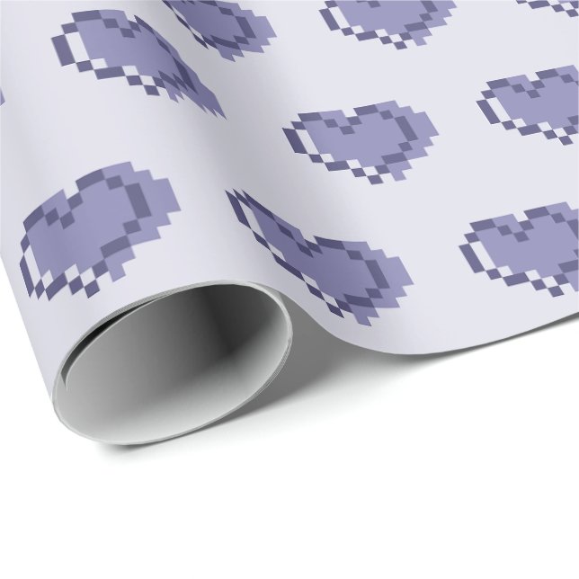 Papier Cadeau Motif de cœur pixel minimal (Coin rond)