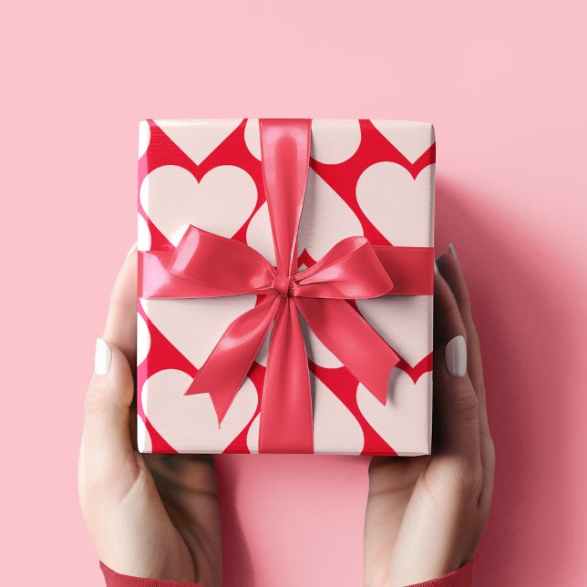 Papier Cadeau Motif de coeur romantique et rouge moderne (Créateur téléchargé)