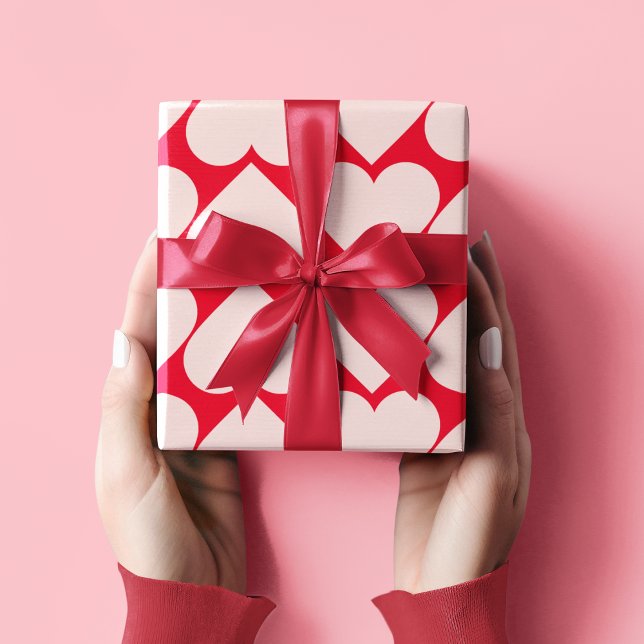Papier Cadeau Motif de coeur rose et rouge fantaisie Valentines  (Créateur téléchargé)