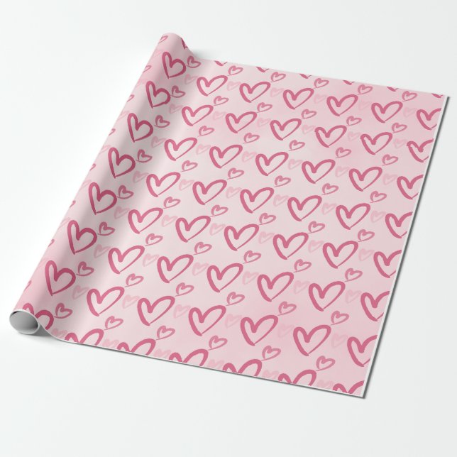Papier Cadeau Motif de Coeur Rose - Saint Valentin (Déroulé)