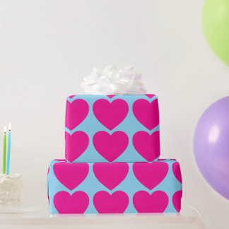 Papier Cadeau Motif de cœur rose vif