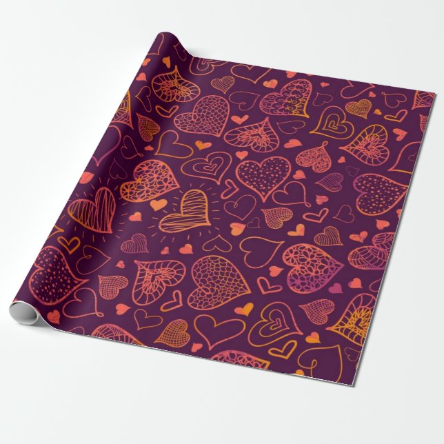 Papier Cadeau Motif de cœurs (Déroulé)