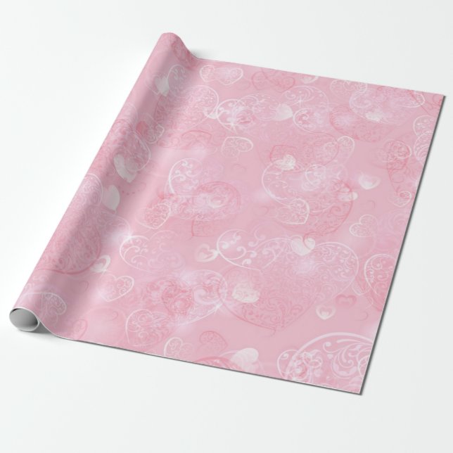 Papier Cadeau Motif de cœurs (Déroulé)