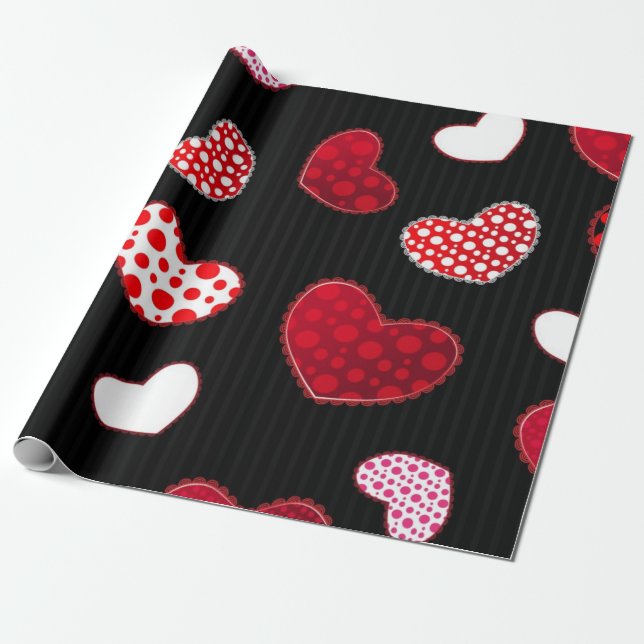 Papier Cadeau Motif de cœurs (Déroulé)