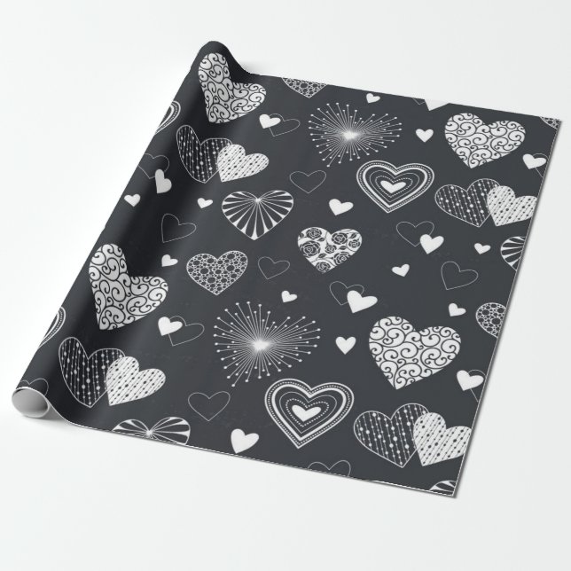 Papier Cadeau Motif de cœurs (Déroulé)