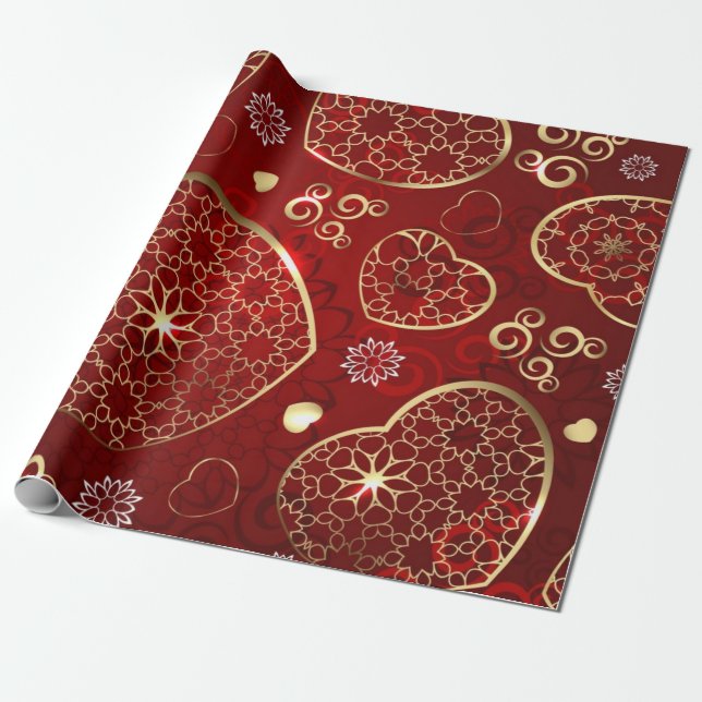 Papier Cadeau Motif de cœurs (Déroulé)
