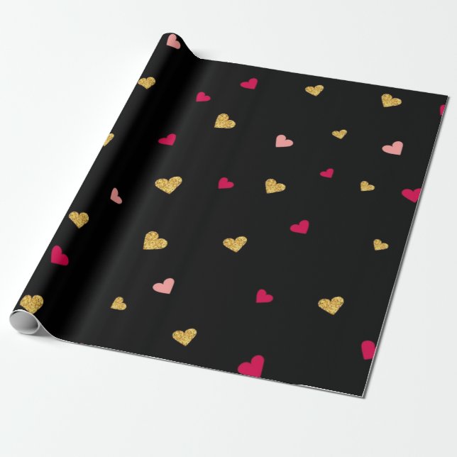 Papier Cadeau Motif de cœurs (Déroulé)