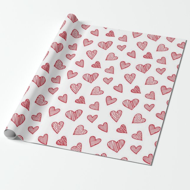 Papier Cadeau Motif de cœurs (Déroulé)