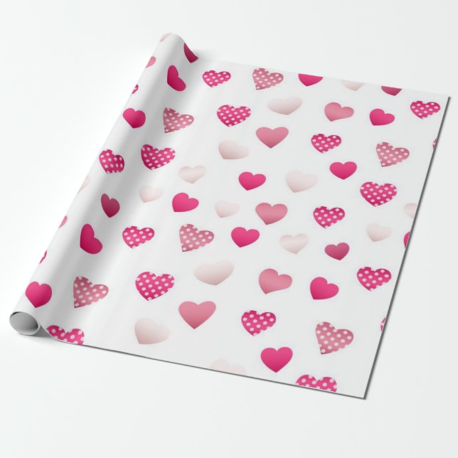 Papier Cadeau Motif de cœurs (Déroulé)