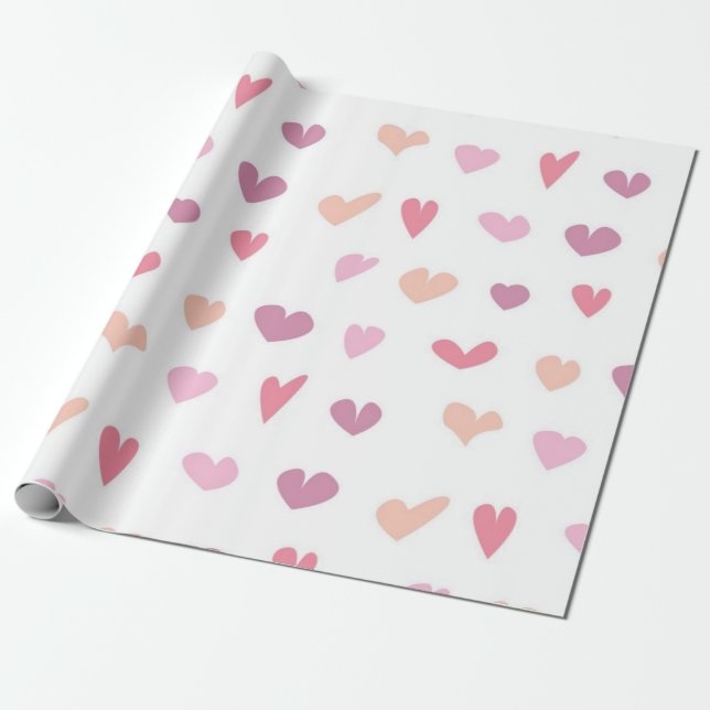 Papier Cadeau Motif de cœurs (Déroulé)