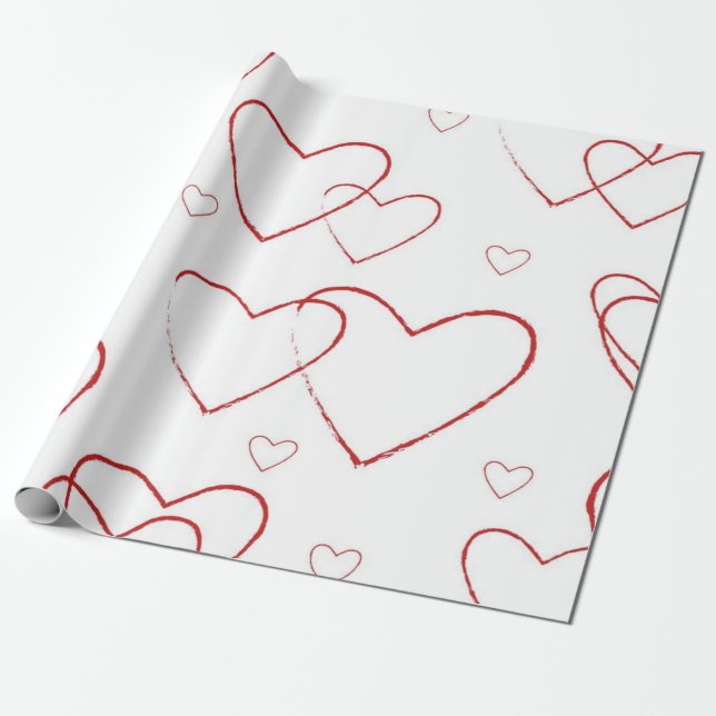 Papier Cadeau Motif de cœurs (Déroulé)