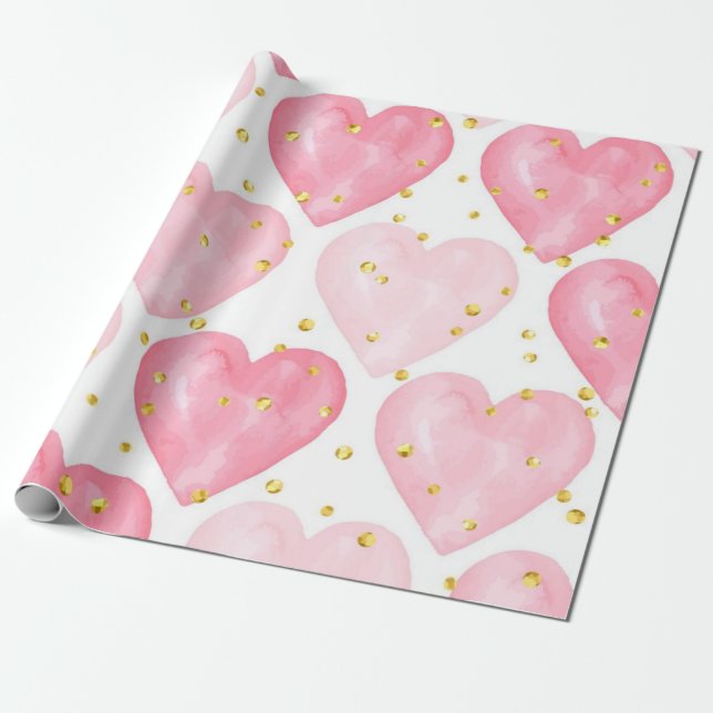 Papier Cadeau Motif de cœurs (Déroulé)