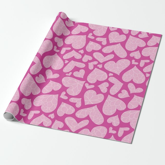 Papier Cadeau Motif de cœurs (Déroulé)