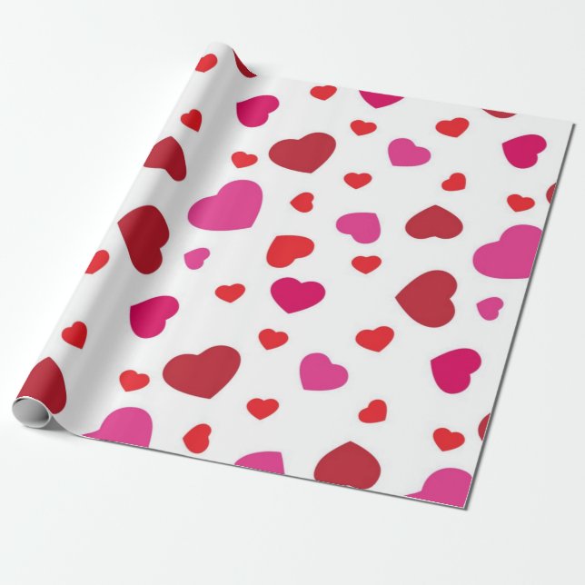 Papier Cadeau Motif de cœurs (Déroulé)