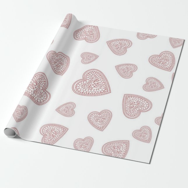 Papier Cadeau Motif de cœurs (Déroulé)