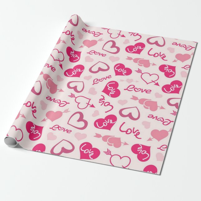 Papier Cadeau Motif de cœurs (Déroulé)