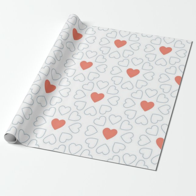 Papier Cadeau Motif de cœurs (Déroulé)