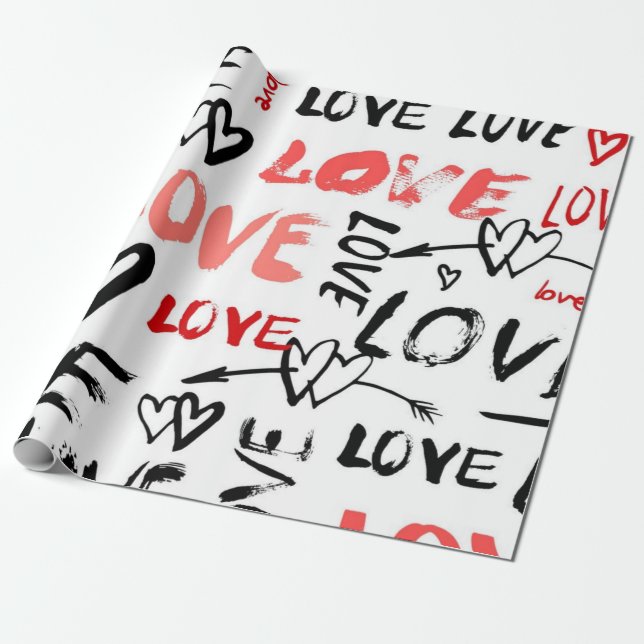 Papier Cadeau Motif de cœurs (Déroulé)