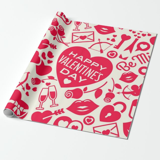 Papier Cadeau Motif de cœurs (Déroulé)