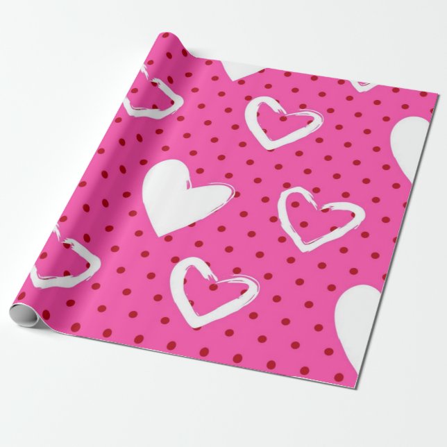 Papier Cadeau Motif de cœurs (Déroulé)
