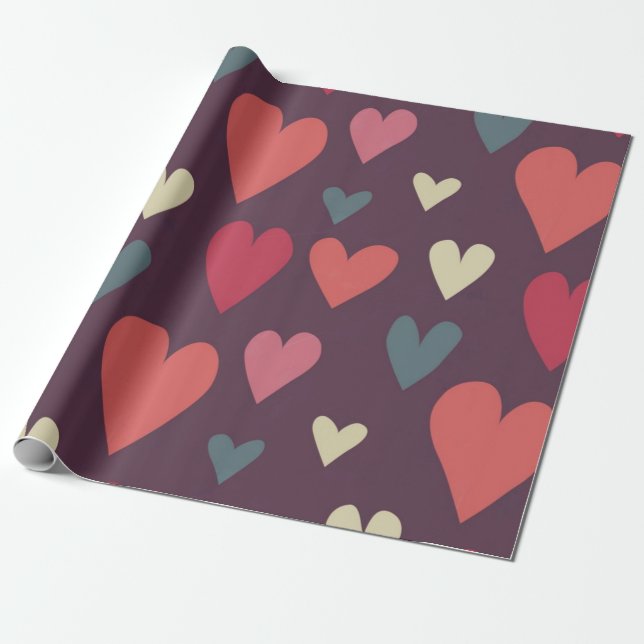 Papier Cadeau Motif de cœurs (Déroulé)