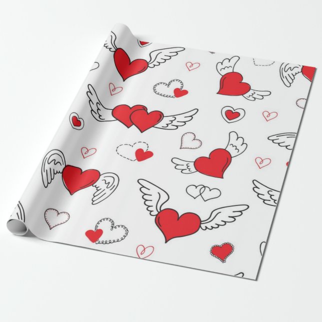 Papier Cadeau Motif de cœurs (Déroulé)