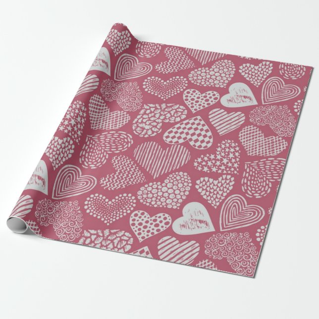 Papier Cadeau Motif de cœurs (Déroulé)