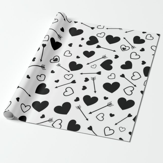Papier Cadeau Motif de cœurs (Déroulé)