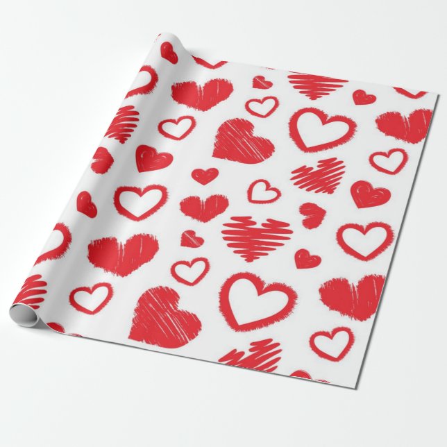 Papier Cadeau Motif de cœurs (Déroulé)
