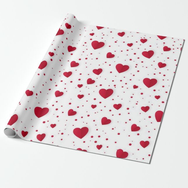 Papier Cadeau Motif de cœurs (Déroulé)