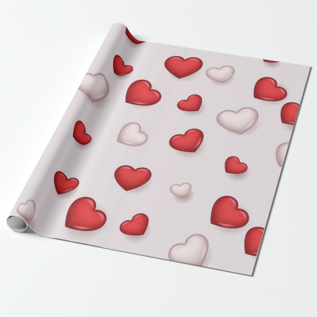 Papier Cadeau Motif de cœurs (Déroulé)