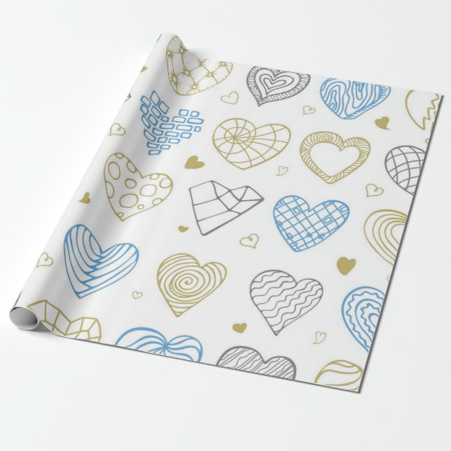 Papier Cadeau Motif de cœurs (Déroulé)