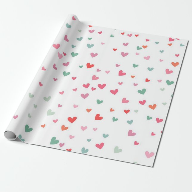 Papier Cadeau Motif de cœurs (Déroulé)