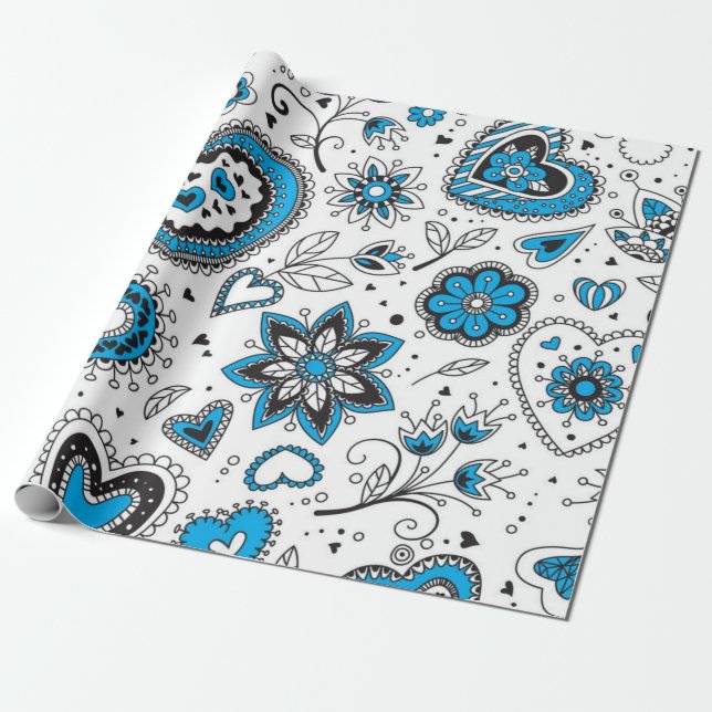 Papier Cadeau Motif de cœurs (Déroulé)