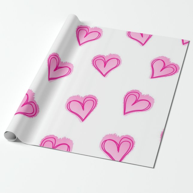 Papier Cadeau Motif de cœurs (Déroulé)